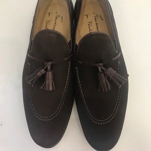 brown chocolate suede slip on with tassel